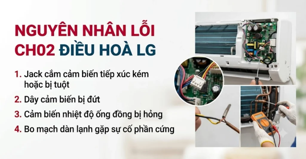 Nguyên nhân lỗi CH02 điều hoà LG