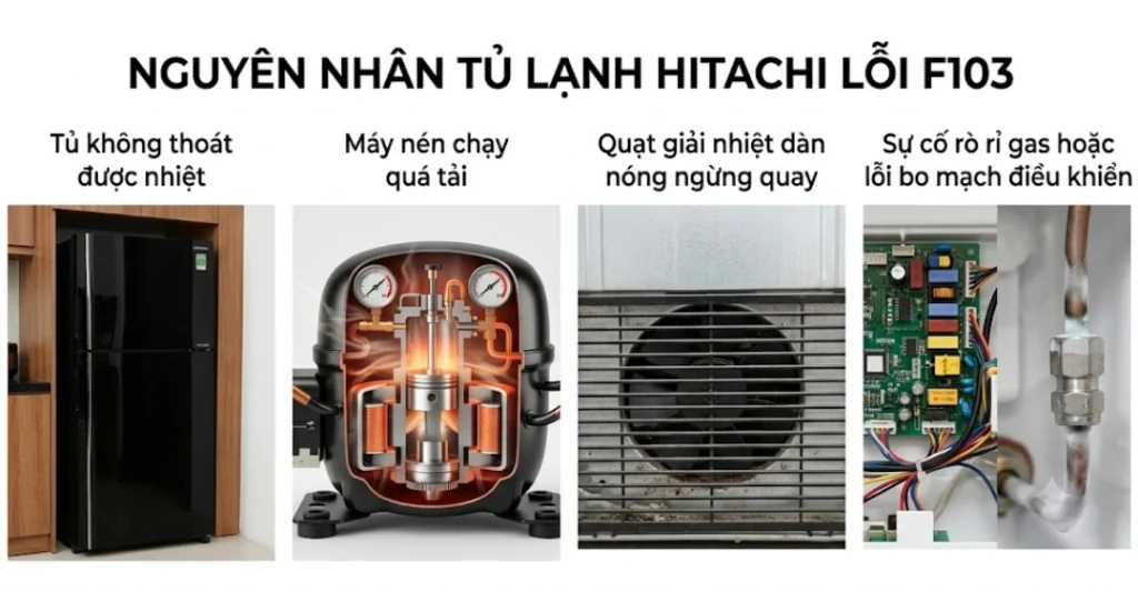 Nguyên nhân phổ biến khiến tủ lạnh Hitachi lỗi F103