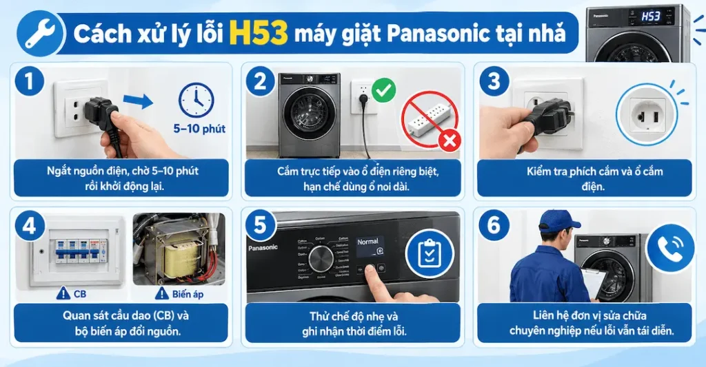 Cách xử lý lỗi H53 máy giặt Panasonic tại nhà