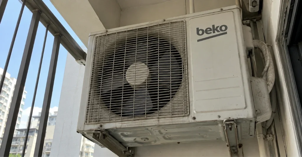 Kiểm tra cánh quạt cục nóng máy lạnh Beko xem có quay đều hay không