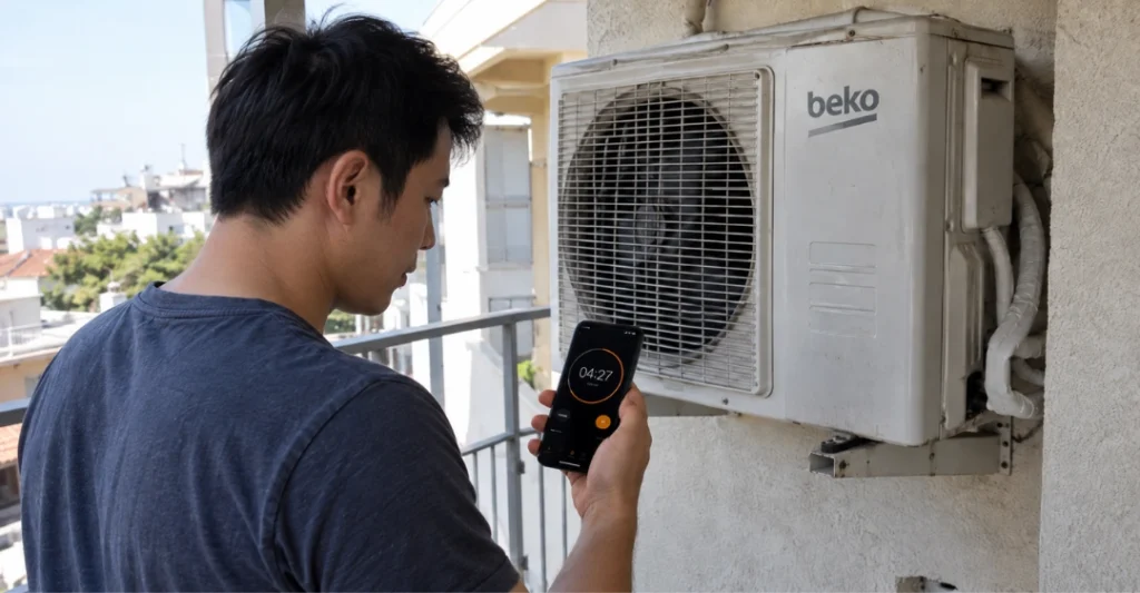Kiểm tra dàn nóng máy lạnh Beko và chờ xả điện dư